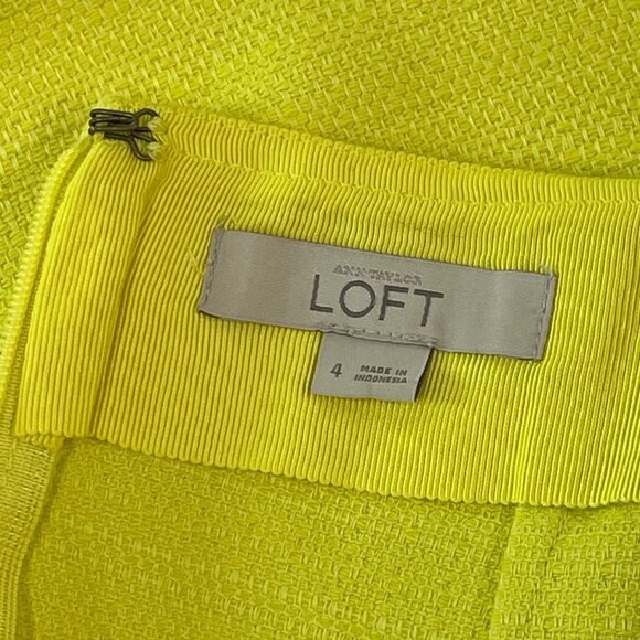 Loft Women's Neon Yellow Knee Length Pencil Skirt Sz 4 - Picture 5 of 7